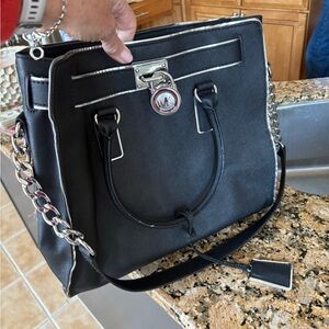 Michael Kors Black Tote with Silver Accents